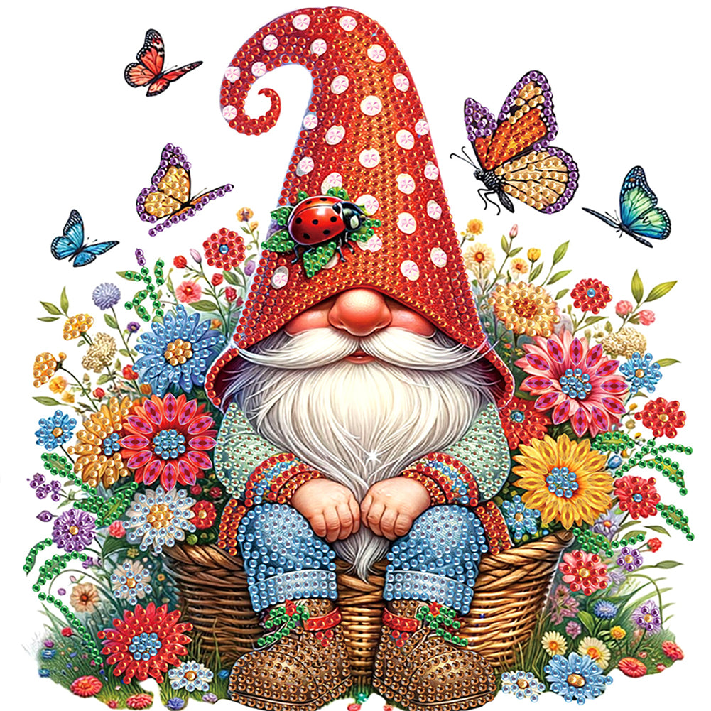 Diamond Painting - Partial Special Shaped - Flower Gnome (30*30CM)
