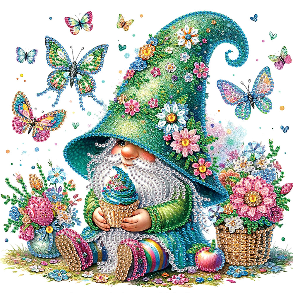 Diamond Painting - Partial Special Shaped - Flower Gnome (30*30CM)