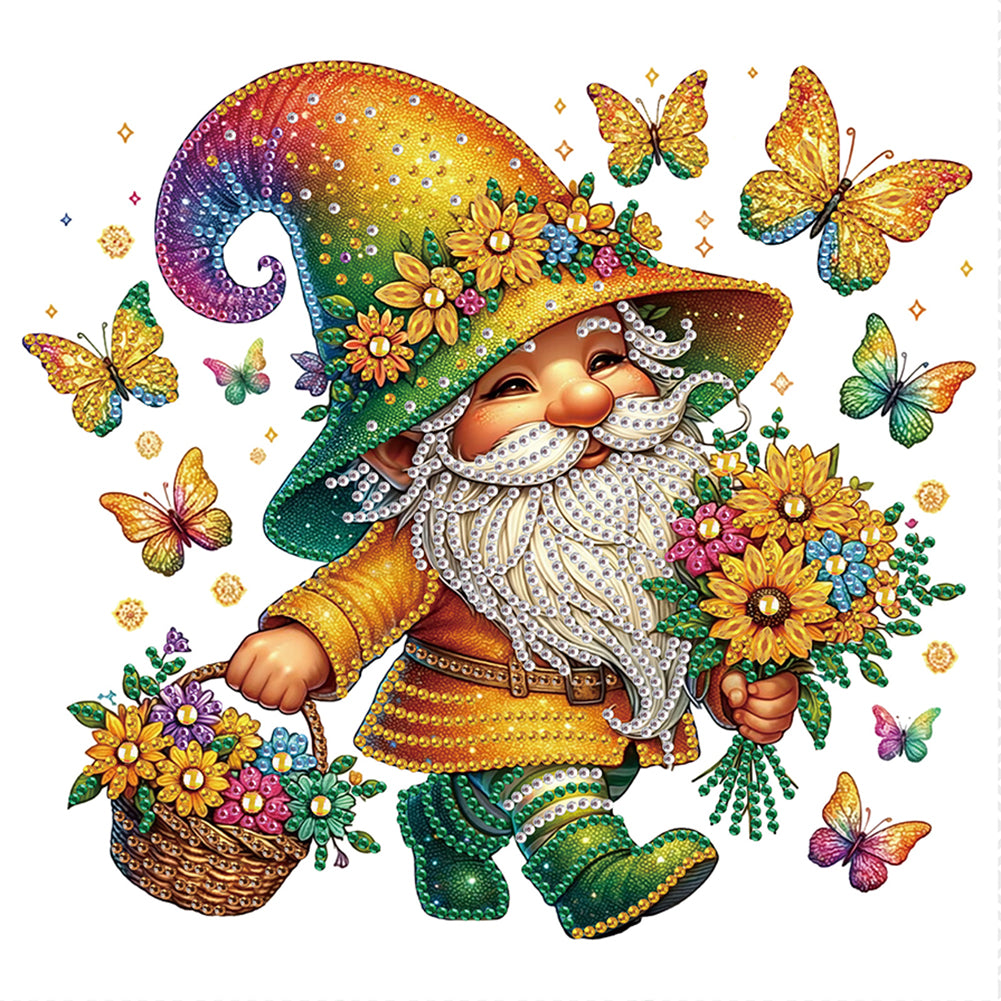 Diamond Painting - Partial Special Shaped - Flower Gnome (30*30CM)