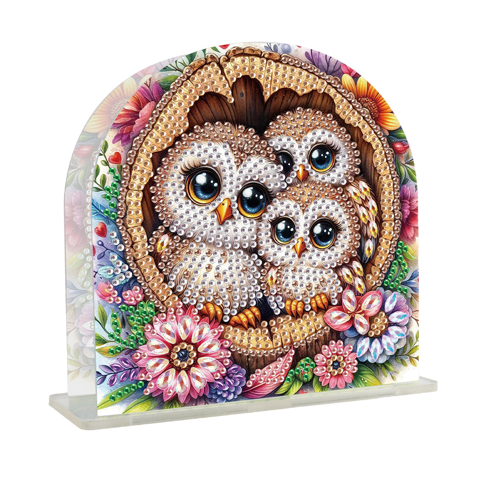 Acrylic Napkin Holder Diamond Painting Kit for Home Table Decoration (Owl)