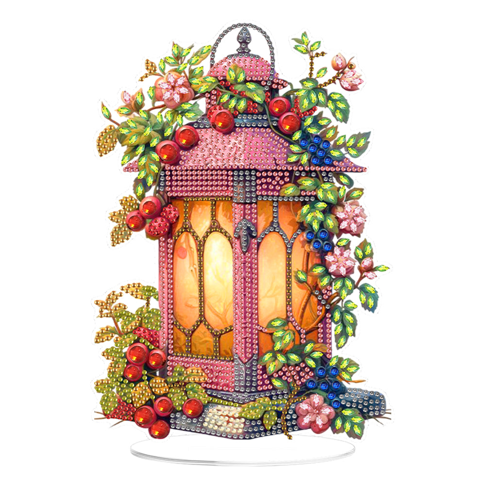 Acrylic Special Shape Flower Lantern Diamond Painting Desktop Ornaments