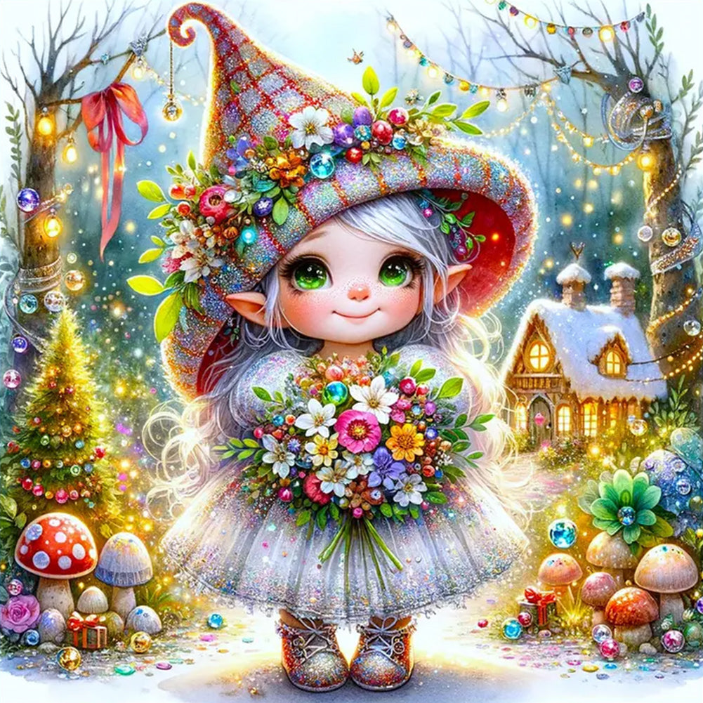 Diamond Painting - Full Round - Gnome flowers (40*40CM)