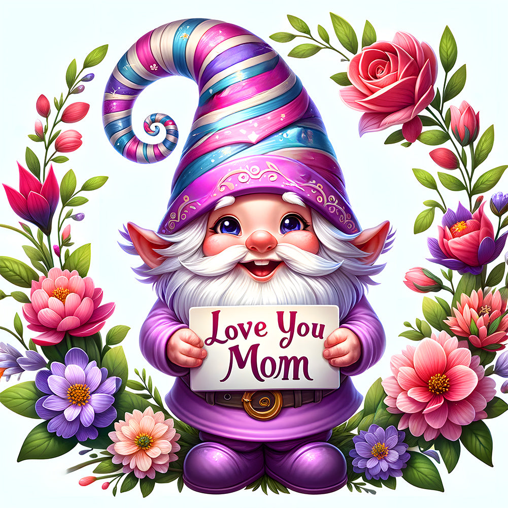 Diamond Painting - Full Round - Gnome flowers (40*40CM)