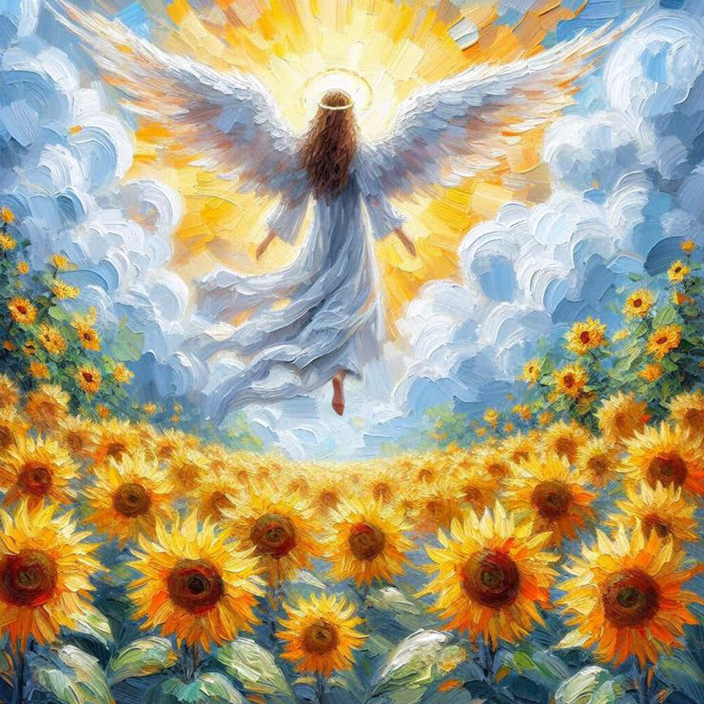 Diamond Painting - Full Round - Angel and sunflower (40*40CM)