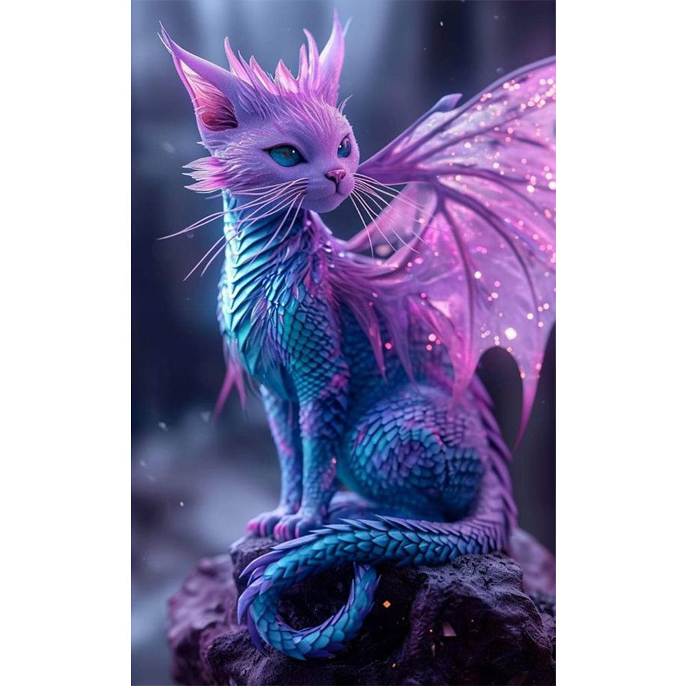 Diamond Painting - Full Round - Dragon cat (30*50CM)