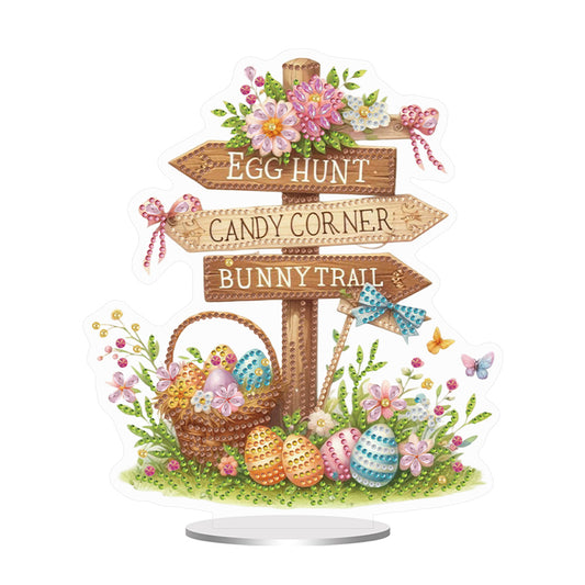 Easter Special Shaped Diamond Painting Desktop Ornaments Kit (Easter Road Sign)