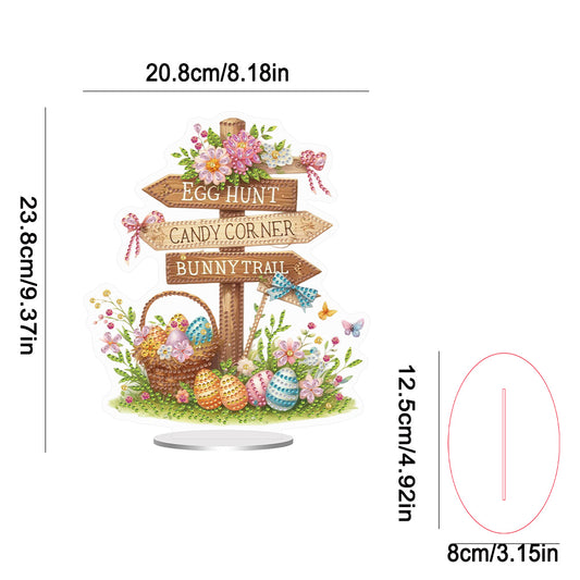 Easter Special Shaped Diamond Painting Desktop Ornaments Kit (Easter Road Sign)