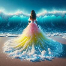 Load image into Gallery viewer, Diamond Painting - Full Round - Girl with back view on the seaside (40*40CM)

