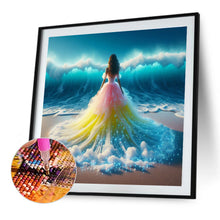 Load image into Gallery viewer, Diamond Painting - Full Round - Girl with back view on the seaside (40*40CM)
