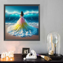 Load image into Gallery viewer, Diamond Painting - Full Round - Girl with back view on the seaside (40*40CM)
