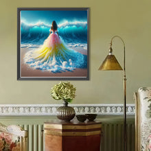 Load image into Gallery viewer, Diamond Painting - Full Round - Girl with back view on the seaside (40*40CM)

