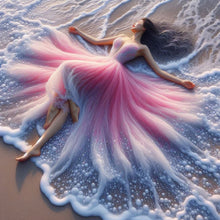Load image into Gallery viewer, Diamond Painting - Full Round - Girl with back view on the seaside (40*40CM)
