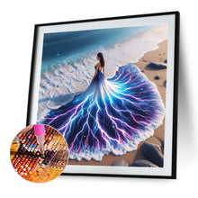 Load image into Gallery viewer, Diamond Painting - Full Round - Girl with back view on the seaside (40*40CM)
