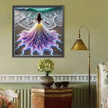Load image into Gallery viewer, Diamond Painting - Full Round - Girl with back view on the seaside (40*40CM)

