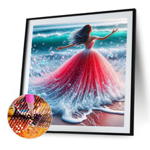 Load image into Gallery viewer, Diamond Painting - Full Round - Girl with back view on the seaside (40*40CM)

