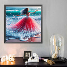 Load image into Gallery viewer, Diamond Painting - Full Round - Girl with back view on the seaside (40*40CM)

