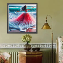 Load image into Gallery viewer, Diamond Painting - Full Round - Girl with back view on the seaside (40*40CM)
