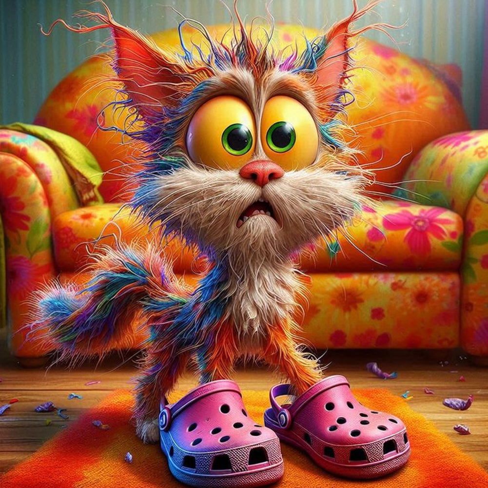 Diamond Painting - Full Round - Cloak shoes woolen cat (40*40CM)