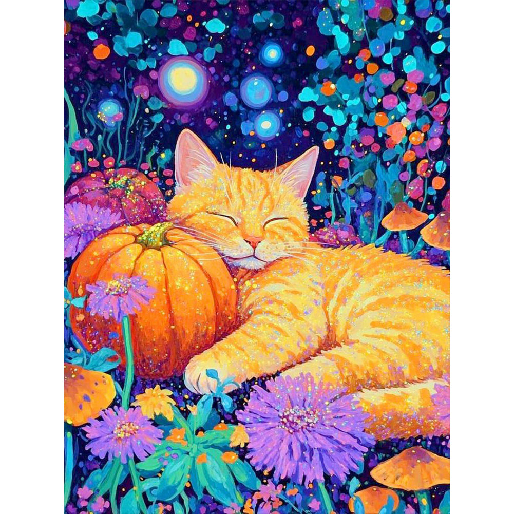 Diamond Painting - Full Round - Colorful cat (30*40CM)