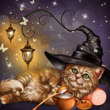 Load image into Gallery viewer, Diamond Painting - Full Round - Halloween reading cat (40*40CM)
