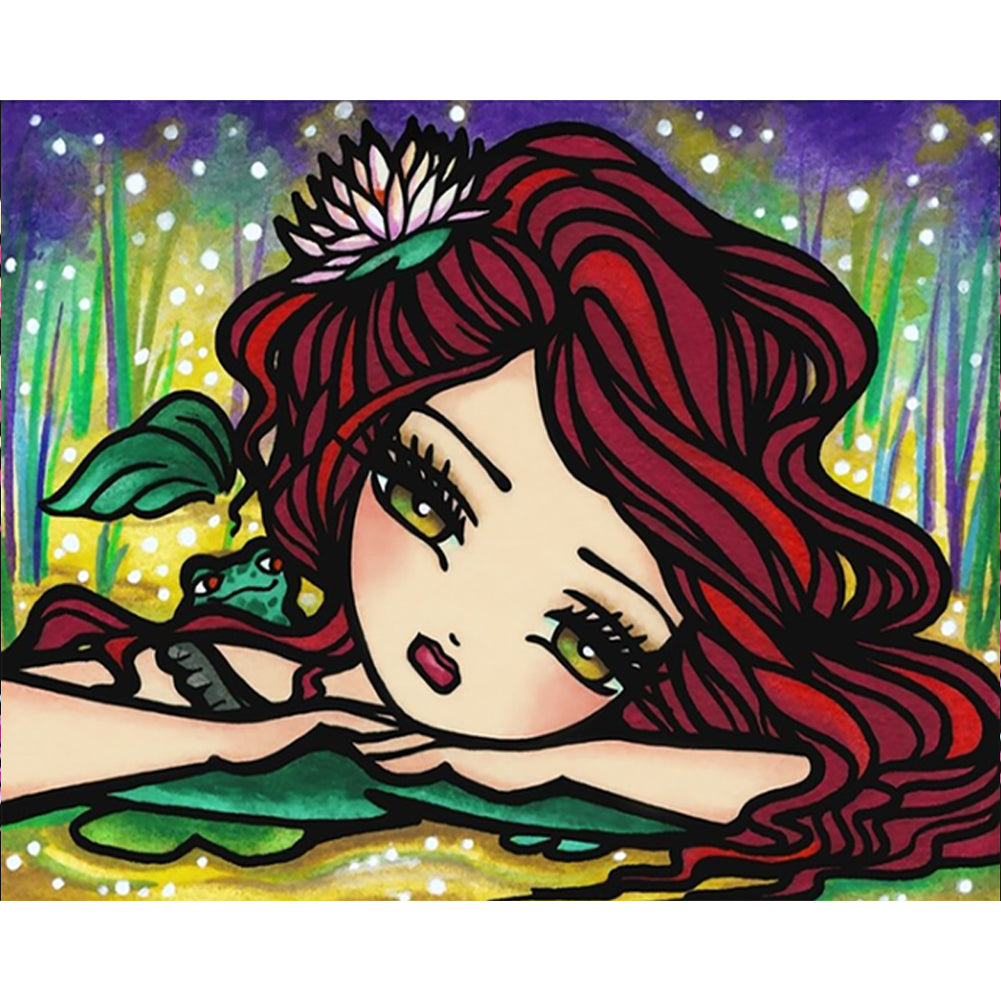 Diamond Painting - Full Round - Red hair cartoon girl (50*40CM)