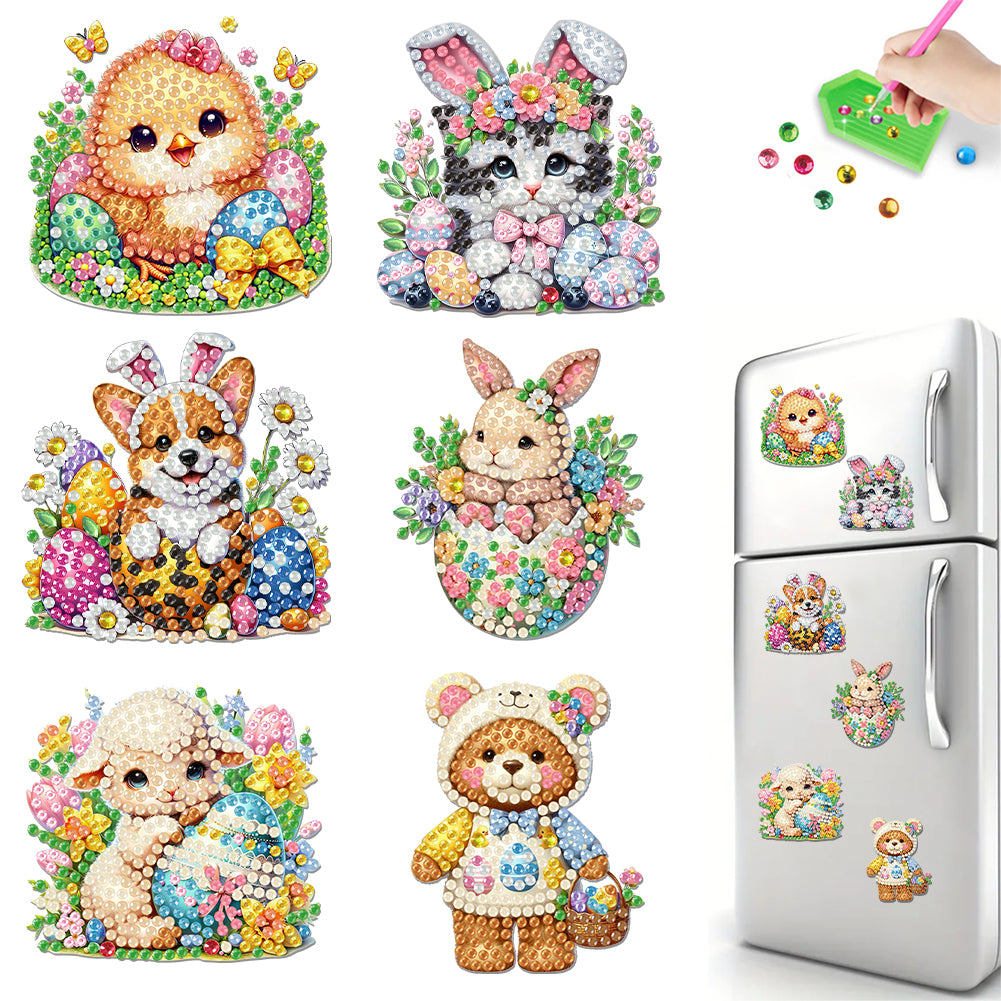 6Pcs Diamond Painting Refrigerator Magnets Diamond Art Kits Diamond Art Magnets