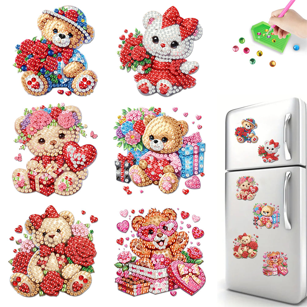 6Pcs Diamond Painting Refrigerator Magnets Diamond Art Kits Diamond Art Magnets
