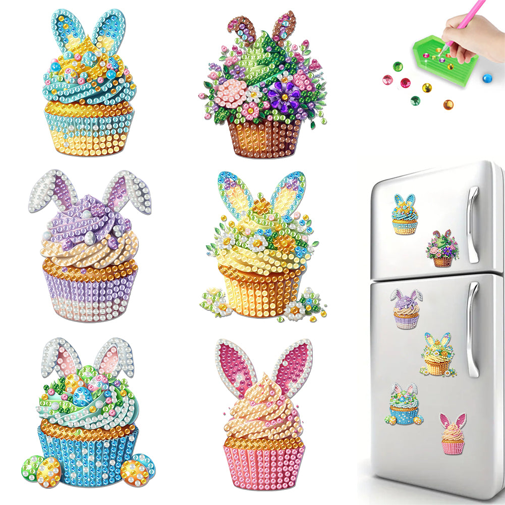 6Pcs Diamond Painting Refrigerator Magnets Diamond Art Kits Diamond Art Magnets