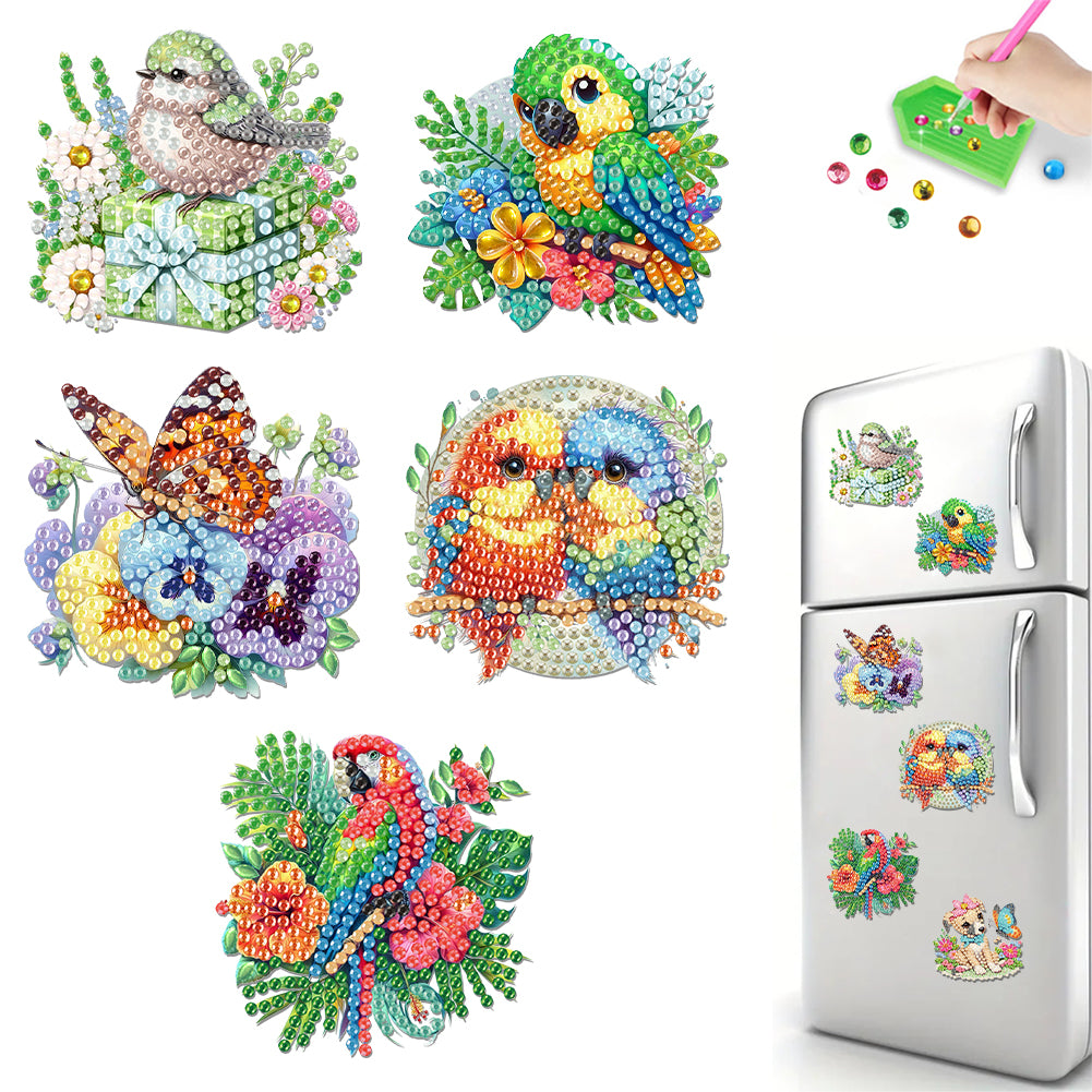 5Pcs Diamond Painting Refrigerator Magnets Diamond Art Kits for Adults Beginners