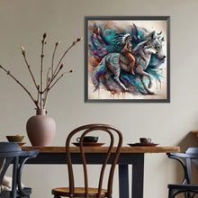 Load image into Gallery viewer, Diamond Painting - Full Round - Indian woman and wolf (40*40CM)
