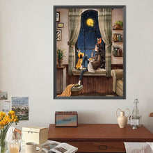 Load image into Gallery viewer, Diamond Painting - Full Round - Moon watching girl (40*50CM)
