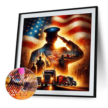 Load image into Gallery viewer, Diamond Painting - Full Round - American flag officer (40*40CM)
