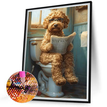 Load image into Gallery viewer, Diamond Painting - Full Round - Puppy sitting on the toilet (30*40CM)
