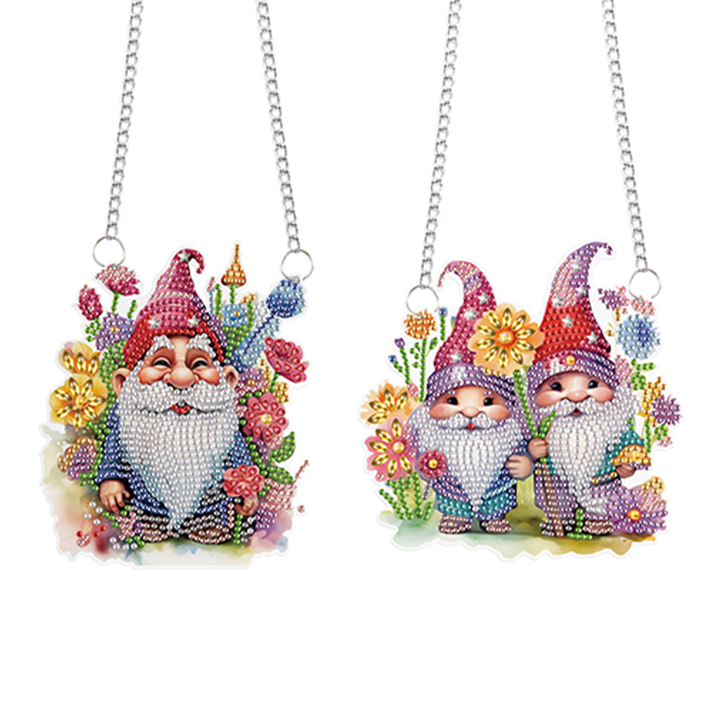 2pcs Cute Gnome Diamond Art Hanging Pendant 5D DIY Diamond Painting Dots Pendant