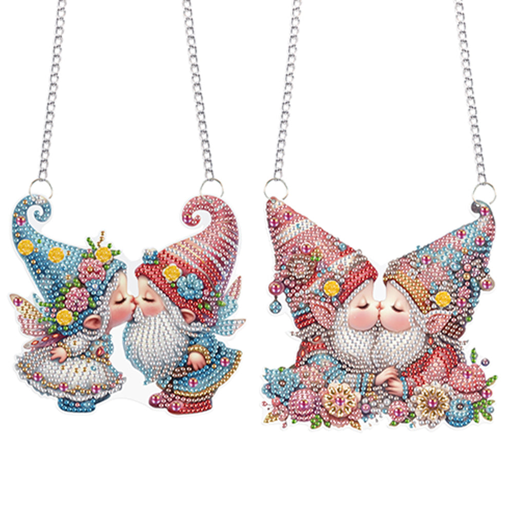 2pcs Cute Gnome Diamond Art Hanging Pendant 5D DIY Diamond Painting Dots Pendant