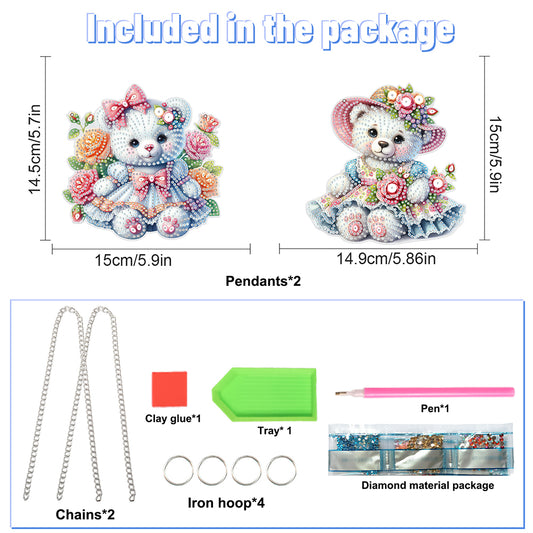 2pcs Animal Diamond Art Hanging Pendant 5D DIY Diamond Painting Dots Pendant