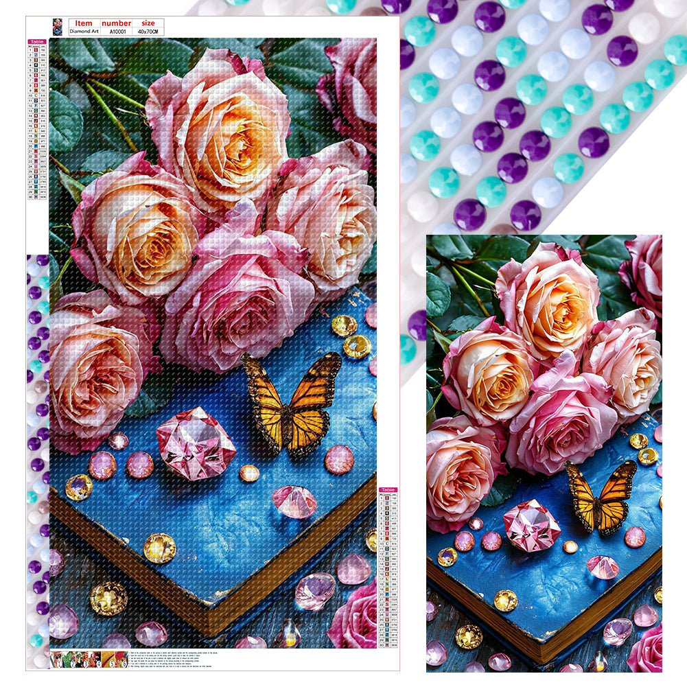 Diamond Painting - Full Round - Rose butterfly book (40*70CM)