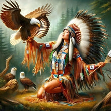 Load image into Gallery viewer, Diamond Painting - Full Round - Eagle and Indian Woman (40*40CM)
