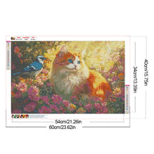Load image into Gallery viewer, Diamond Painting - Full Round - Flower Blue Bird Orange Cat (60*40CM)
