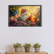 Load image into Gallery viewer, Diamond Painting - Full Round - Flower Blue Bird Orange Cat (60*40CM)
