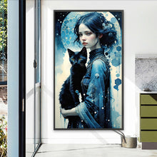 Load image into Gallery viewer, Diamond Painting - Full Round - Black Cat Girl (40*70CM)
