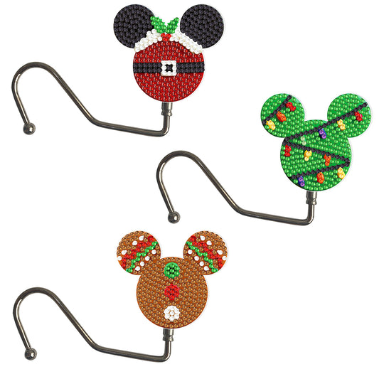 3Pcs Cute Cartoon Rhinestone Painting Keychain Hanger Diamond Painting Art Hooks