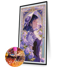 Load image into Gallery viewer, AB Diamond Painting - Full Round - Purple hydrangea girl (40*70CM)
