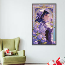 Load image into Gallery viewer, AB Diamond Painting - Full Round - Purple hydrangea girl (40*70CM)
