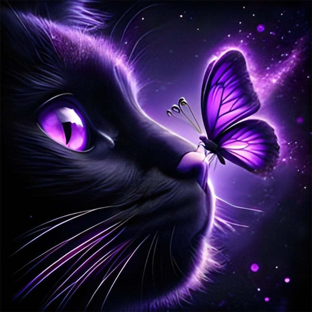 Diamond Painting - Full Round - Butterfly cat (30*30CM)