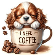 Load image into Gallery viewer, Diamond Painting - Full Round - Coffee puppy (30*30CM)
