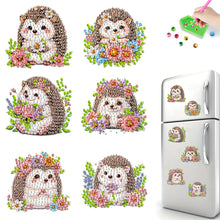 Load image into Gallery viewer, 6Pcs Acrylic Spring Flower Hedgehog DIY Diamond Art Refrigerator Magnets Sticker
