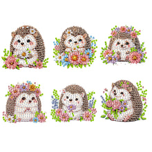 Load image into Gallery viewer, 6Pcs Acrylic Spring Flower Hedgehog DIY Diamond Art Refrigerator Magnets Sticker
