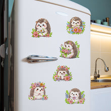 Load image into Gallery viewer, 6Pcs Acrylic Spring Flower Hedgehog DIY Diamond Art Refrigerator Magnets Sticker

