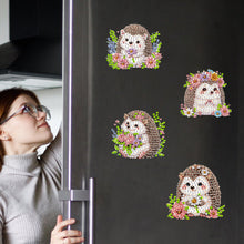Load image into Gallery viewer, 6Pcs Acrylic Spring Flower Hedgehog DIY Diamond Art Refrigerator Magnets Sticker
